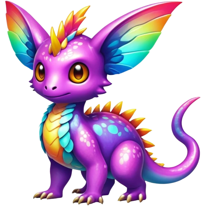 Exotic tropical shiny rare colorful epic cute Fakémon-creature, full body, with random markings emoji