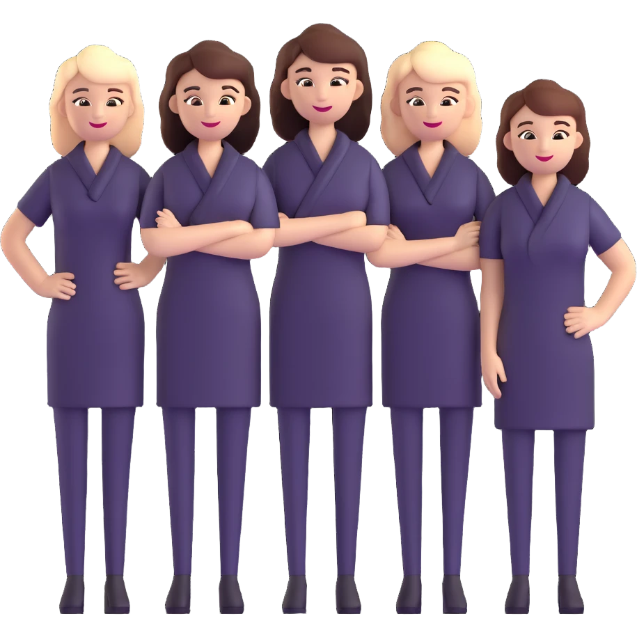 hair salon staff team standing together emoji