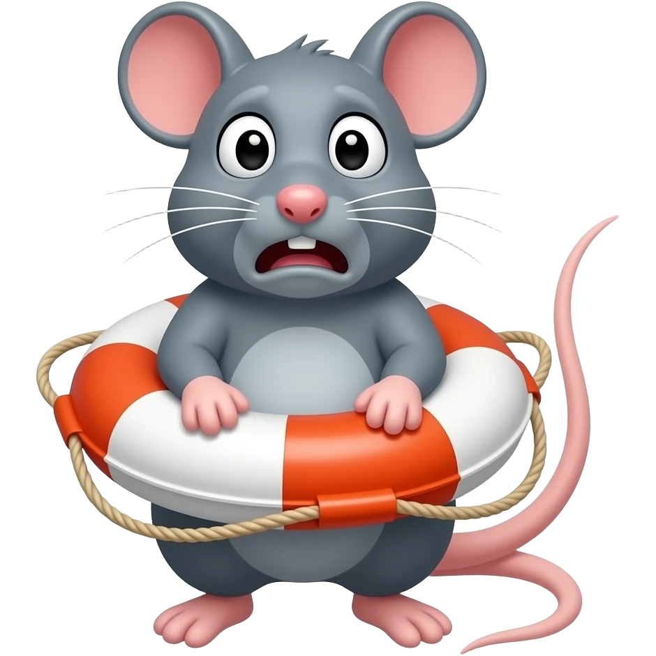 scared rat in life buoy emoji