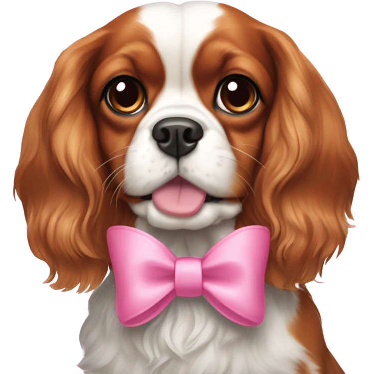 blenheim cavalier king charles spaniel with pink bow emoji