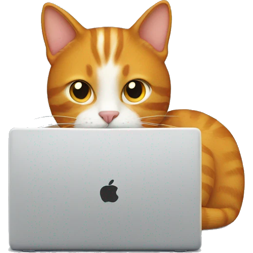 Ginger cat works at a laptop  emoji