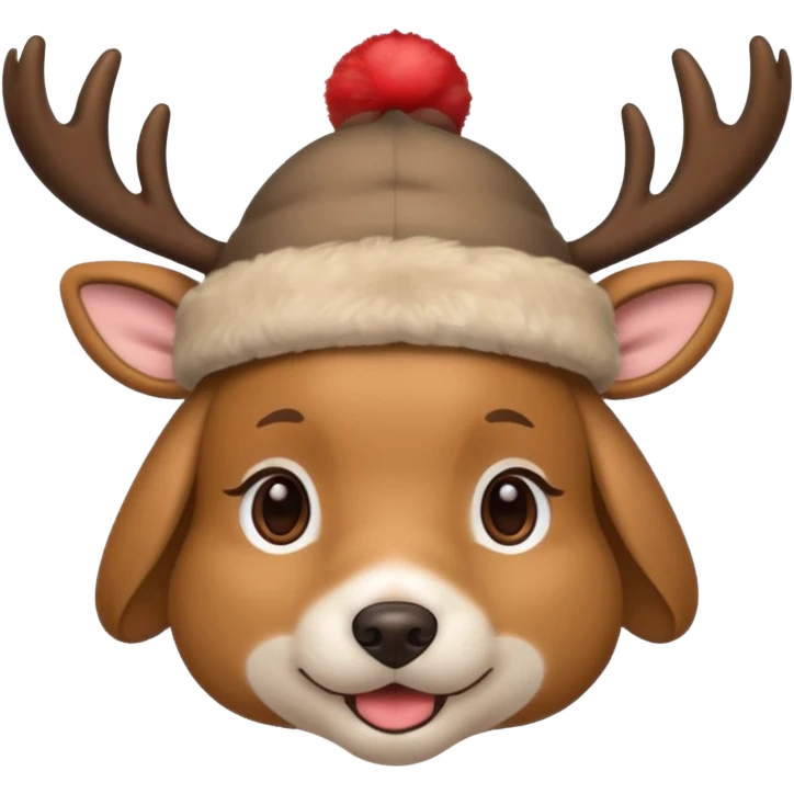 Dog in new yaer deer hat emoji