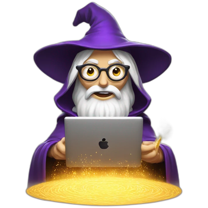 evil wizard coding genius with powerful magic emoji