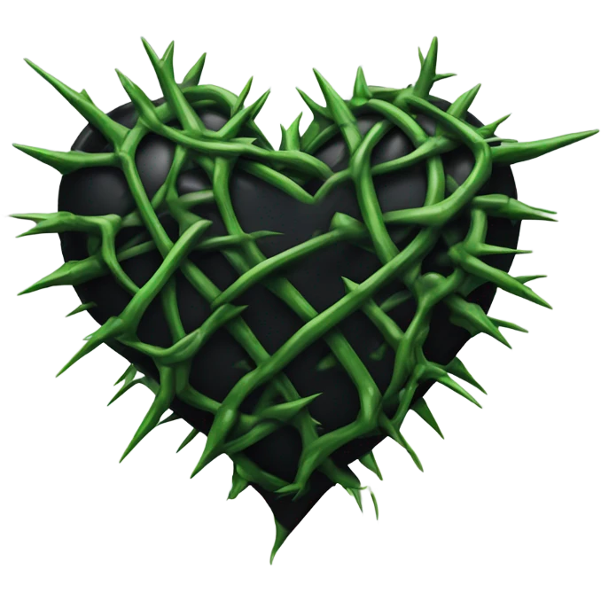 Black heart with green thorns wrapped around it emoji