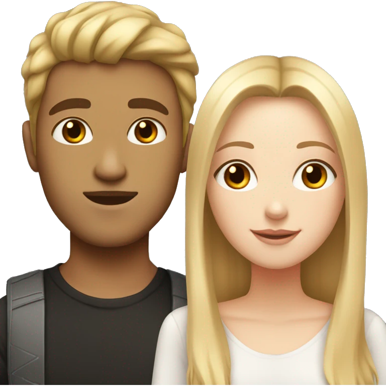 White girl with blonde hair and light brown guy with black straight hair emoji