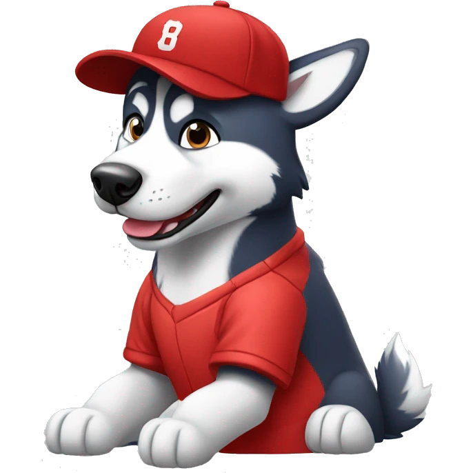 husky with a red baseball cap emoji