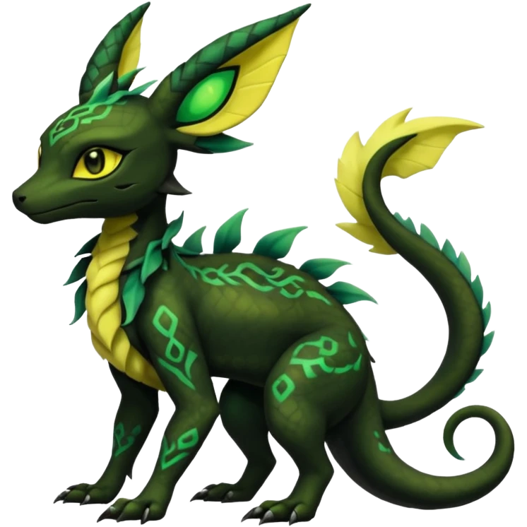 Dark Edgy Salandit-Leafeon-Umbreon-Fakémon-hybrid-creature (full body)  emoji