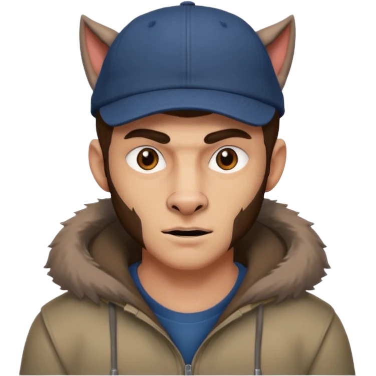 Un hombre lobo tenga gorra emoji