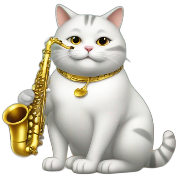obese cat playing sax emoji