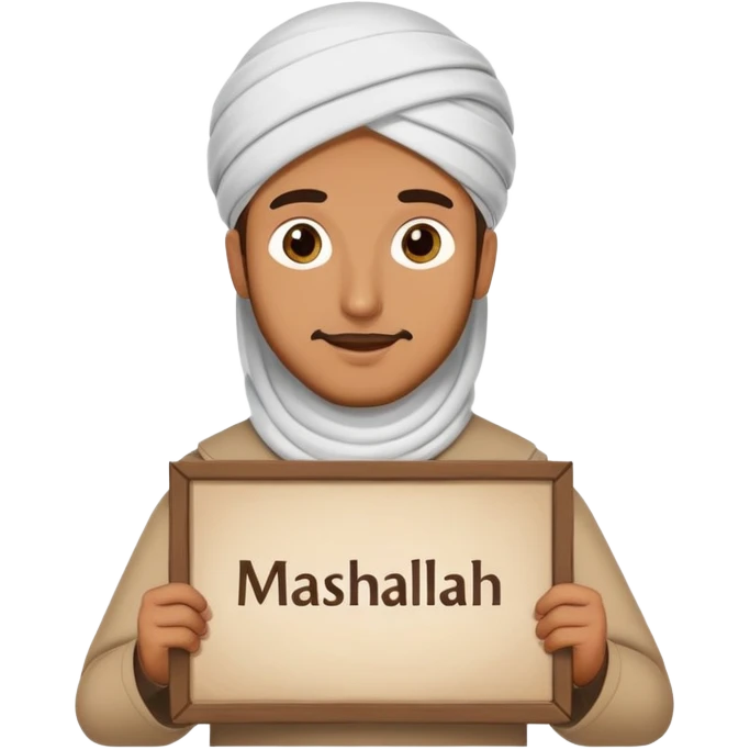 man holding sign that says mashallah emoji