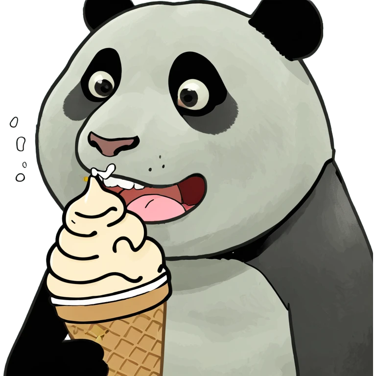 Panda eating ice cream emoji