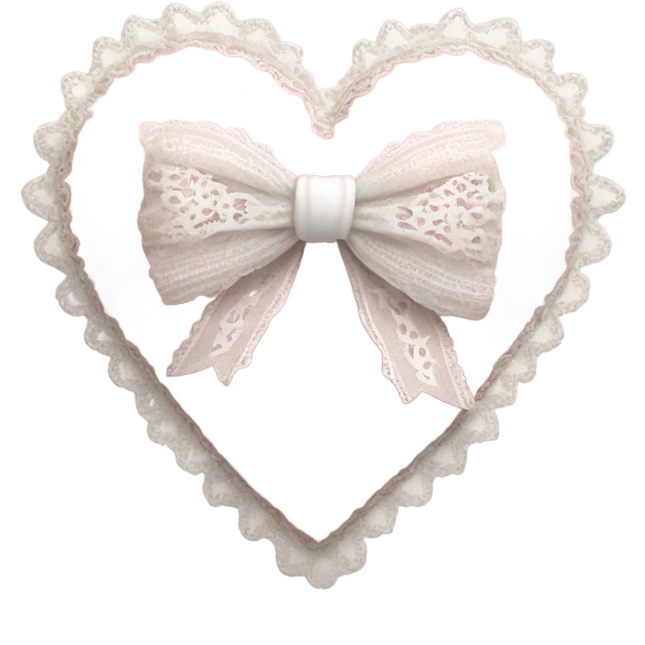 highly detailed rococo Pastel pink heart with white bow with lace and frills  emoji