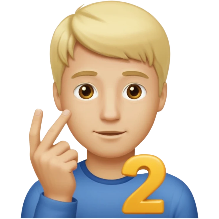 A blonde guy holding the number 2 emoji