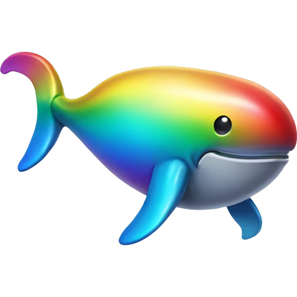 Rainbow metal shiny whale  emoji