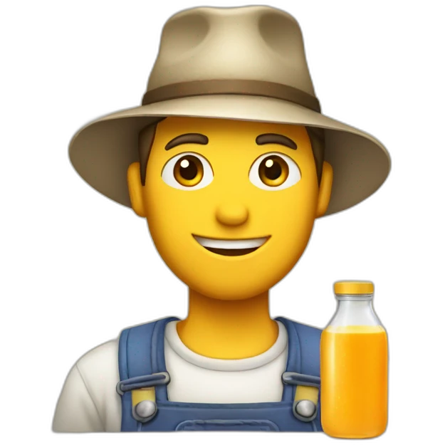 male farmer with hat and juice bottle emoji