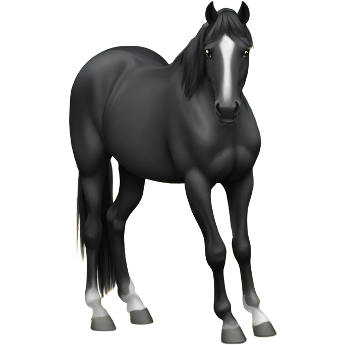 Black quarter horse with small white spot on forehead emoji