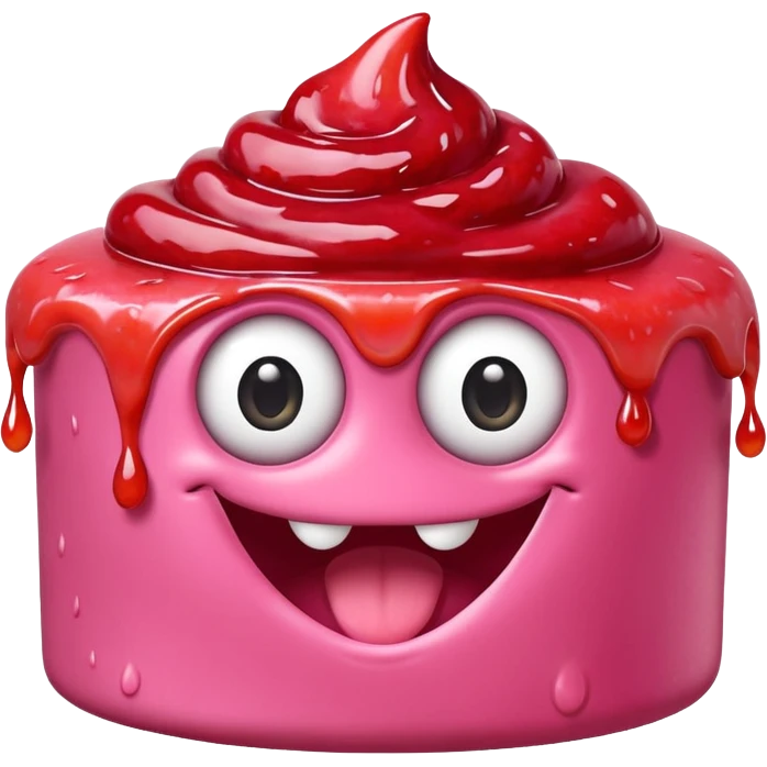  pink runny gooey strawberry jam kawaii cake monster emoji
