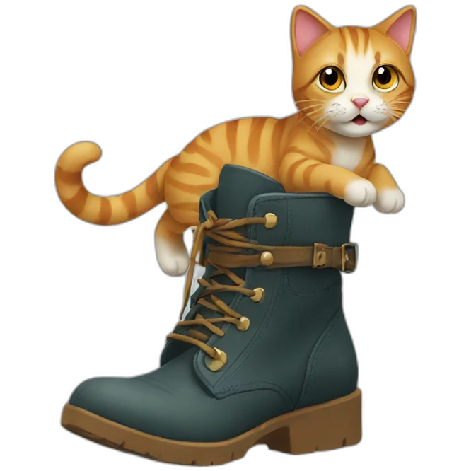 cat inside bootstrapped boots emoji