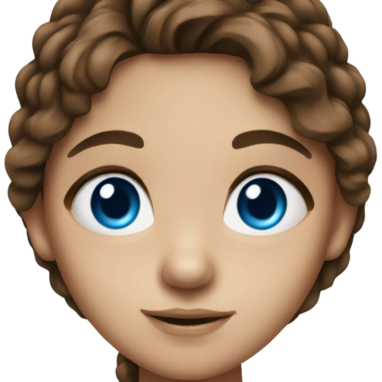 brown haired girl portrait blue eyes emoji