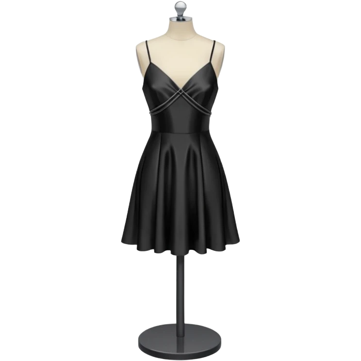 Strappy short black dress made of silk on a headless mannequin  emoji
