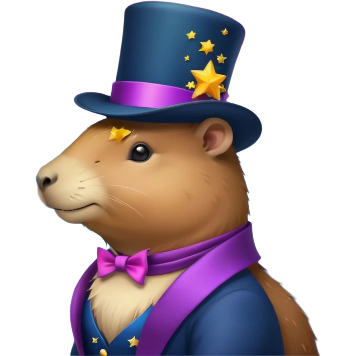 A Galaxy capybara with a tophat emoji