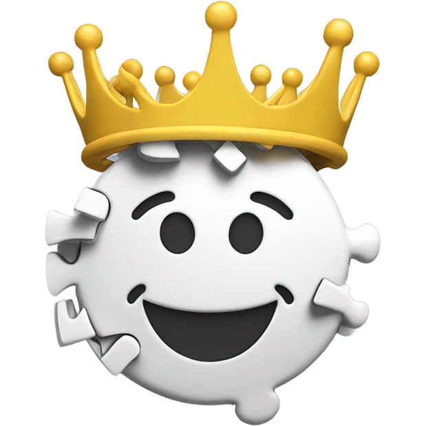 Puzzle piece crown with smile 3dPuzzle piece crown with smile 3d emoji