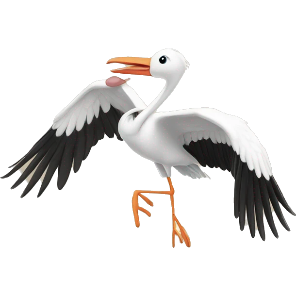stork flying with baby  emoji