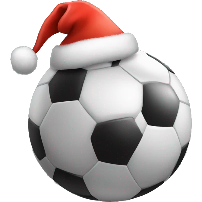 Soccer ball with Christmas hat on emoji