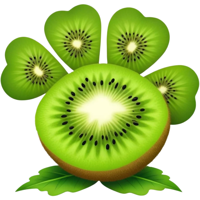 a four-leaf clover with a kiwi fruit emoji