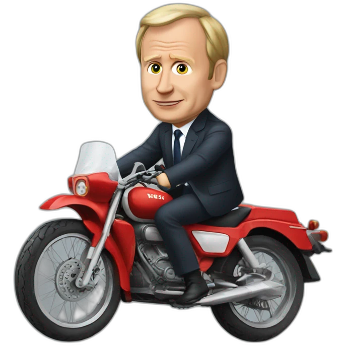 Vladimir Poutine riding Emmanuel Macron emoji