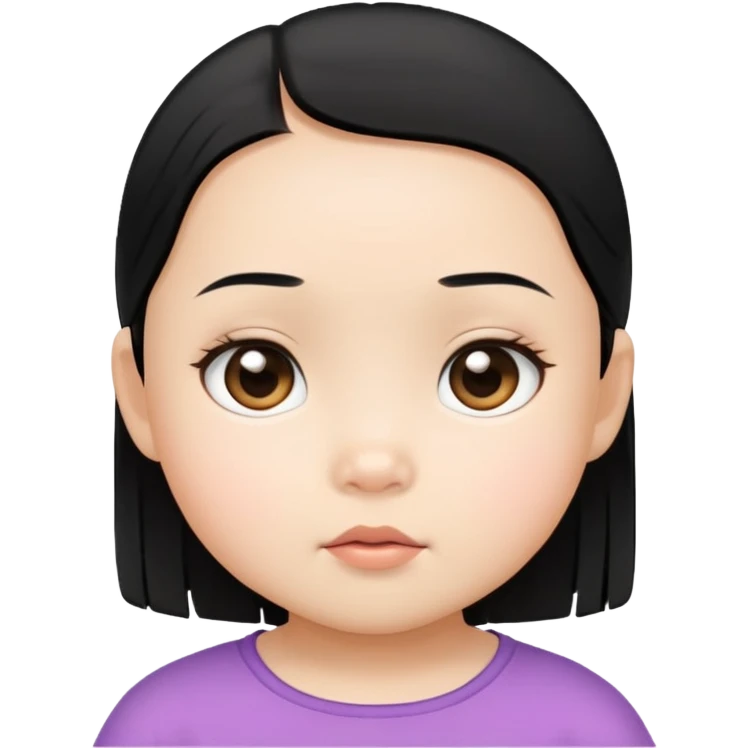toddler girl face, Asian eyes, light skin, straight black hair, no neck emoji