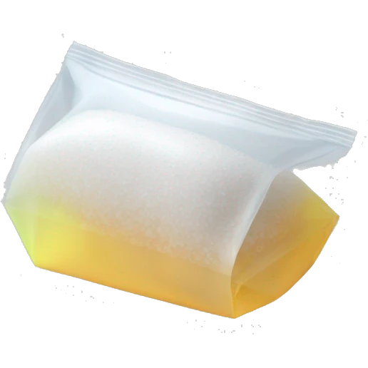 White Salt filling half of a small clear FLUORESCENT baggie with no face  emoji