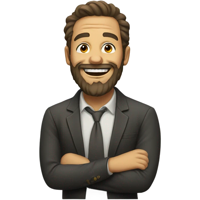 A man with a beard laughs emoji