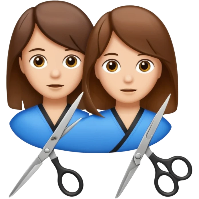 salon hair cut emoji, close-up of scissors snipping hair, simple and clear emoji