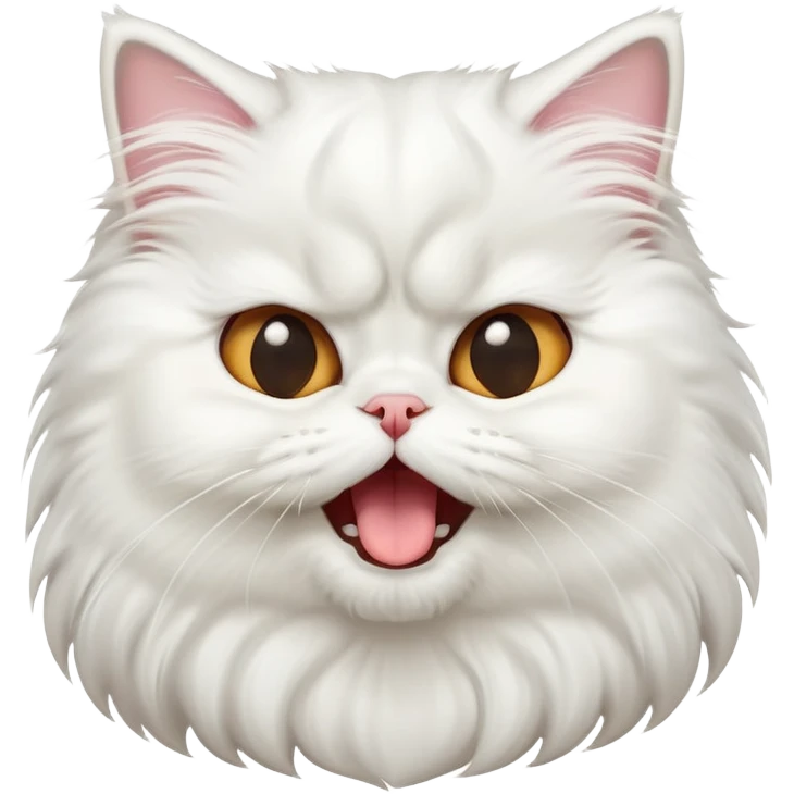 cinematic-adorable-big-eyed-fluffy-solid white-persian-cat-portrait-emoji,-head-tilted-playfully-with-a-cute,-exaggerated-yawn,-fluffy-solid white,-simplified-yet-irresistibly-cute-features emoji