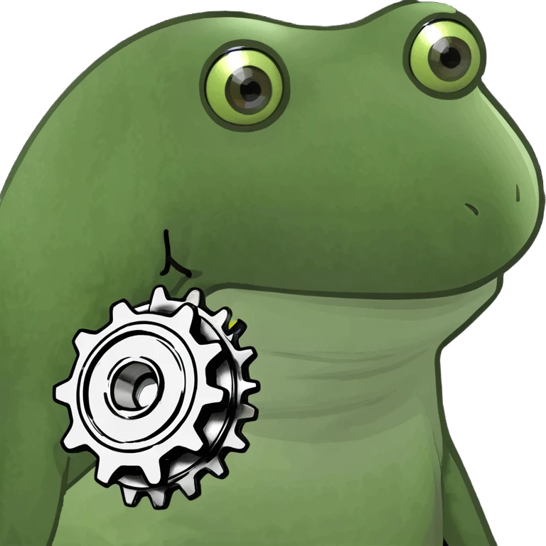 Game Theory logo emoji, green gear with black center, simple and bold emoji