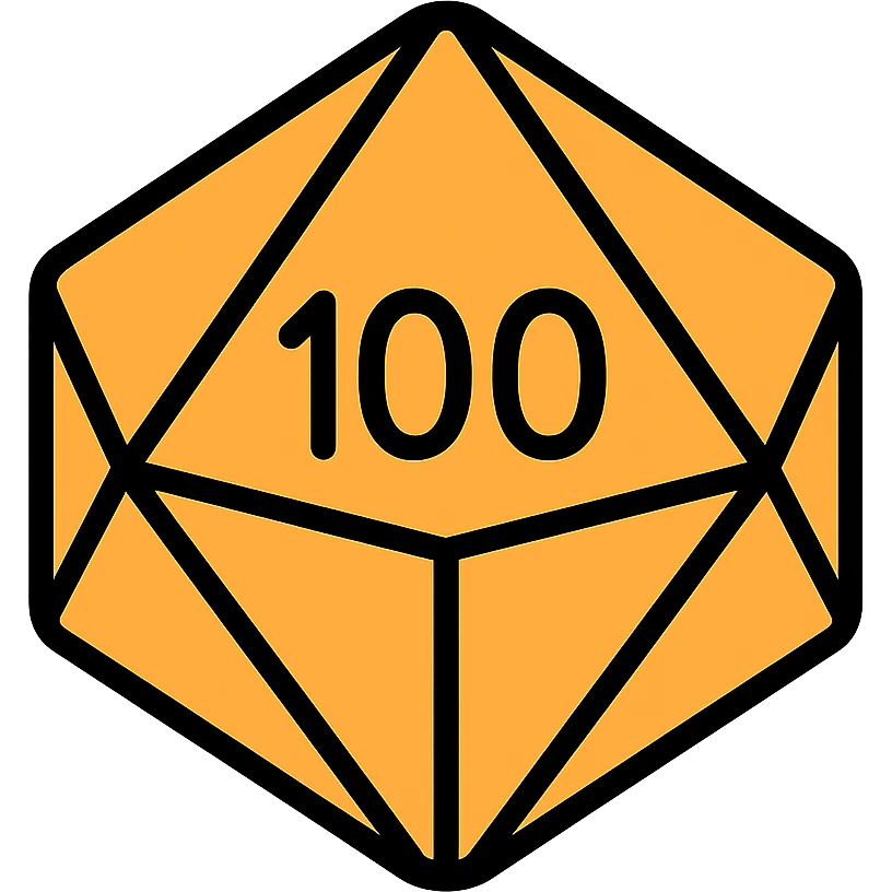 single hundred-sided die d100 emoji