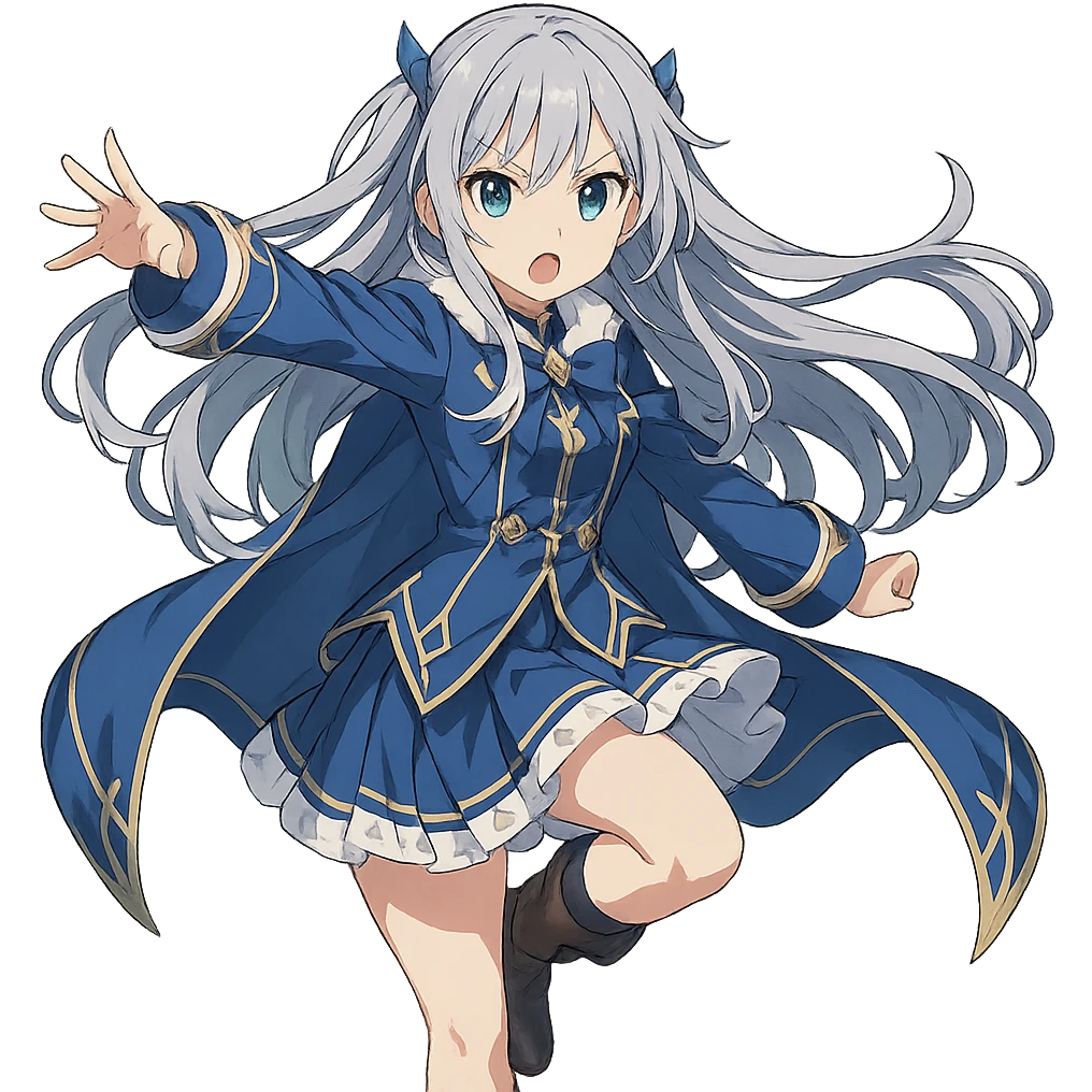 Anime-style юки суо with a dynamic pose and detailed costume emoji