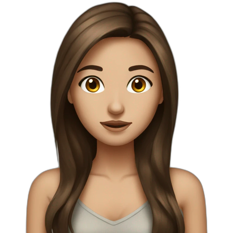 Brunette girl long brown hair money in the eyes emoji