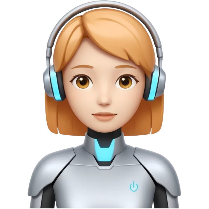 AI Pitch Agent holo-human-like Cyber AI face, warm, calm and friendly. Holographic look.Soft AI face with a listening, welcoming expression, minimal facial lines, calm eyes. Minimalistic presentation screen. emoji