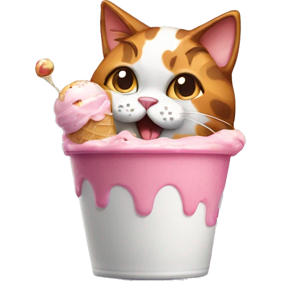 calico cat with icecream sundae  emoji
