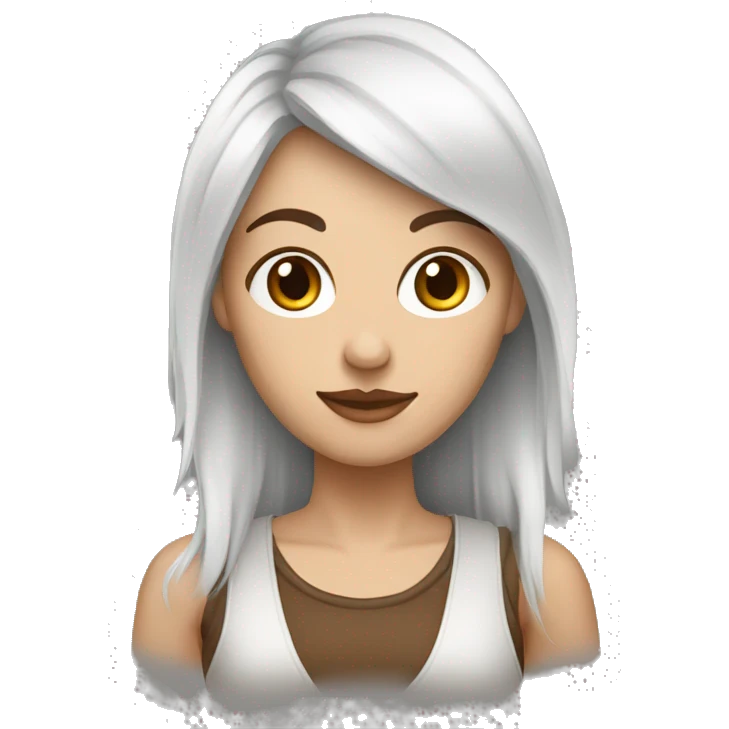 Graphiste UI designer woman, White skin hair brown and tatoo on the skin  emoji