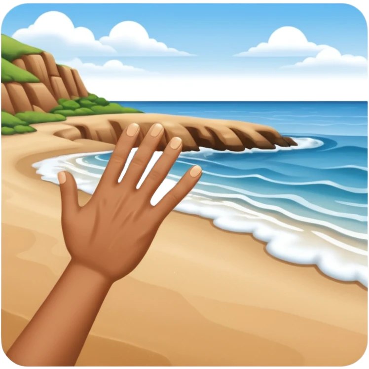 a hand touching the coastaline emoji