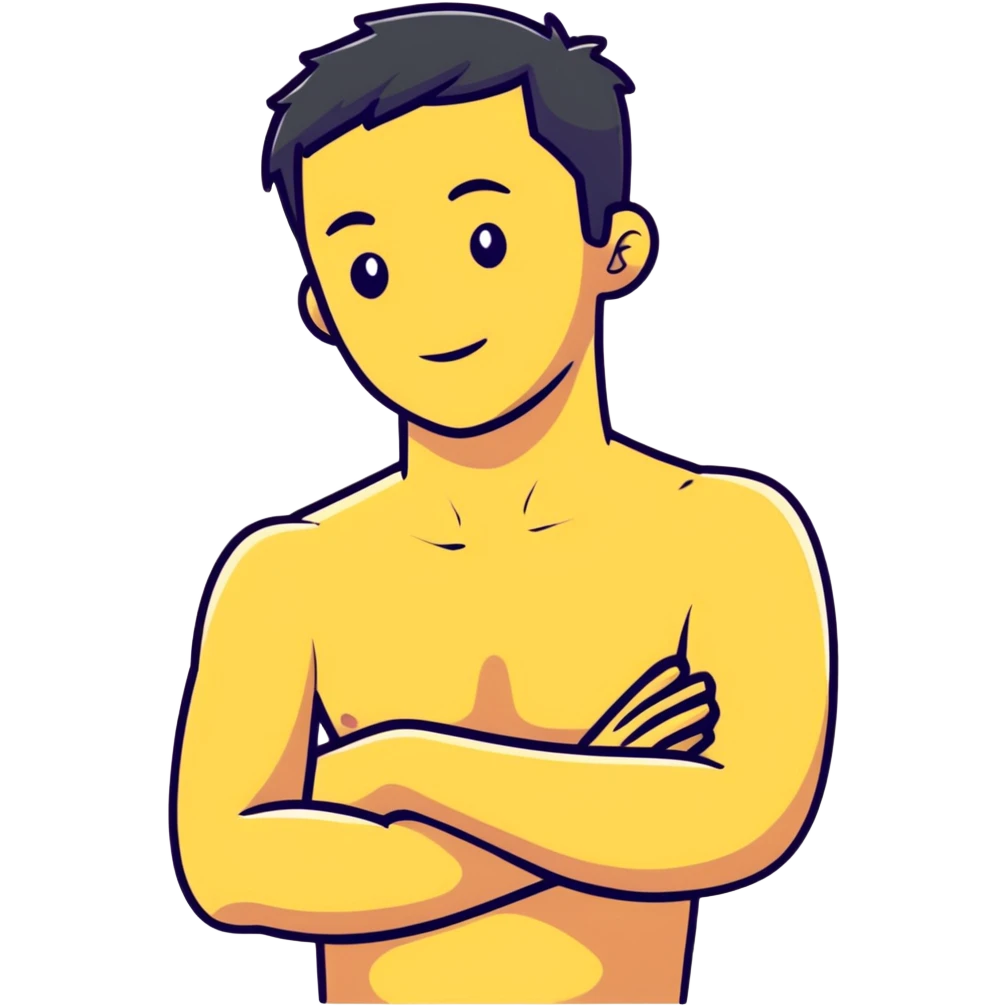 Men with arms crossed in his neck emoji