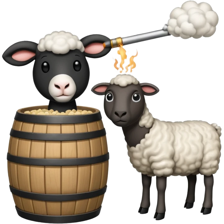 A gun shooting a sheep emoji