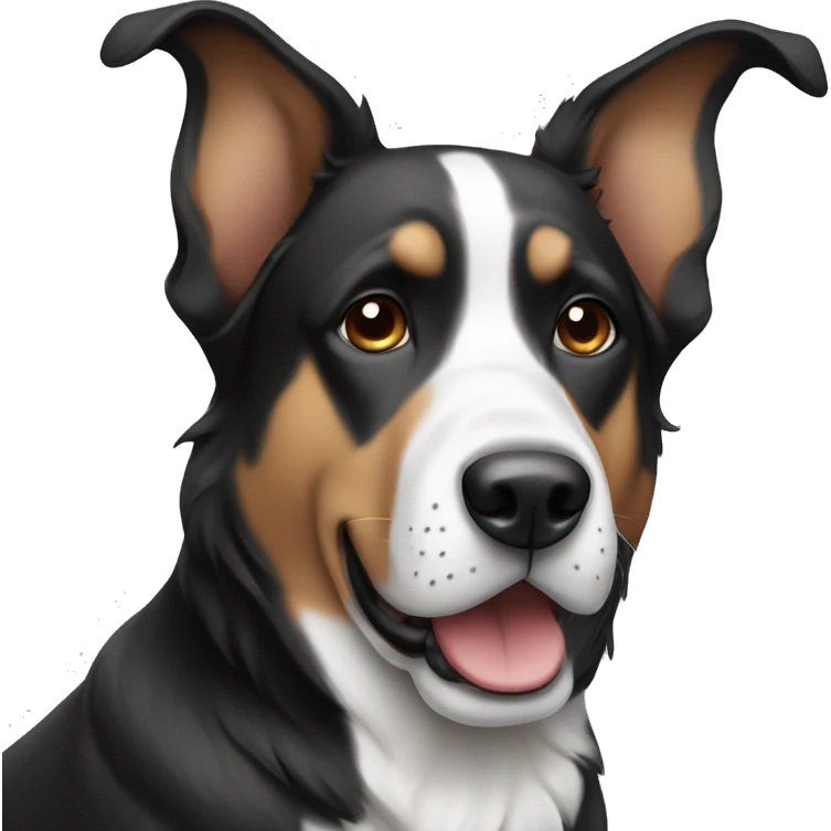 Black and white large dog with big ears emoji