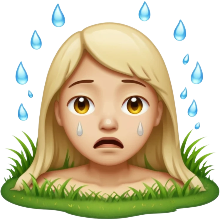 A person melting into the grass And crying  emoji