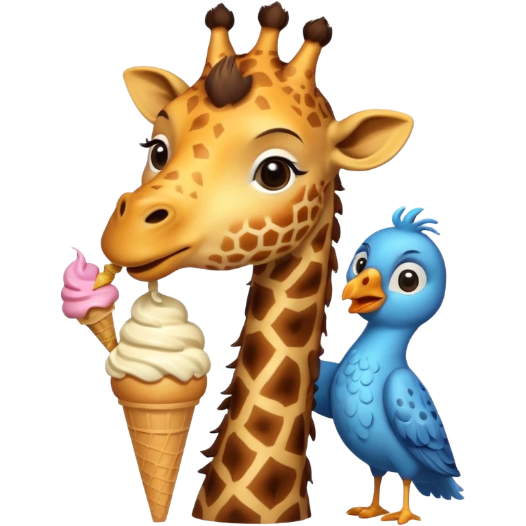 Giraffe with Ice Creams
Giraffe sharing cone with bird



 emoji