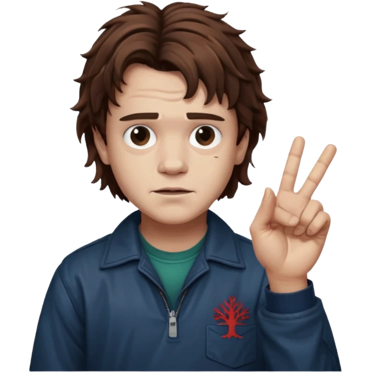 Eddie the freak from stranger things with his iconic hand sign emoji