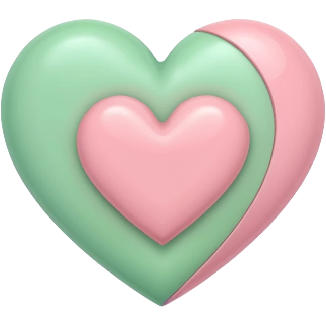A half pastel green half pastel pink heart emoji